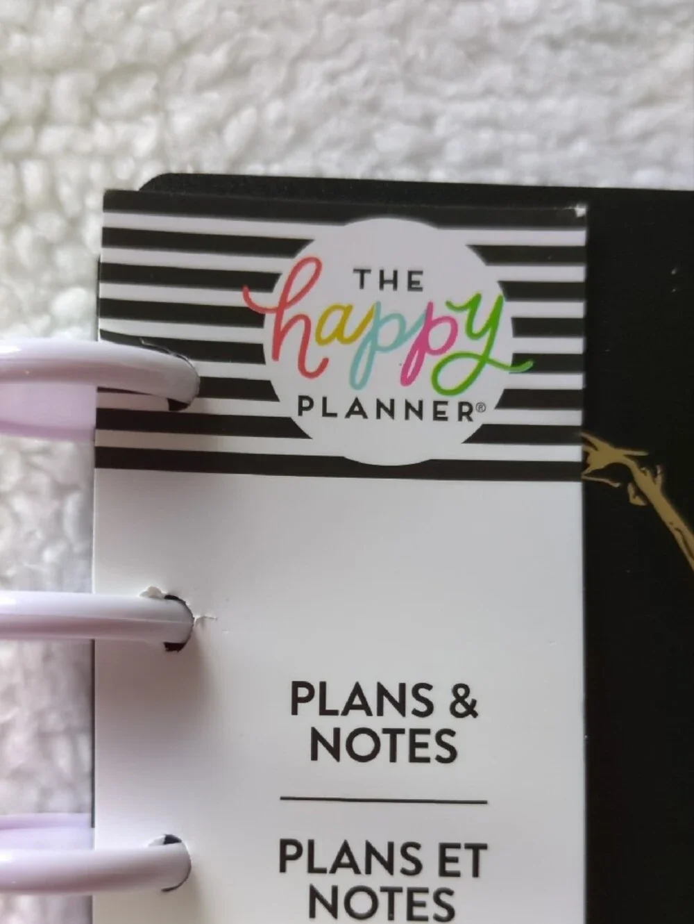 The Happy Planner Black & Gold Floral Planner And Notebook with White Discs